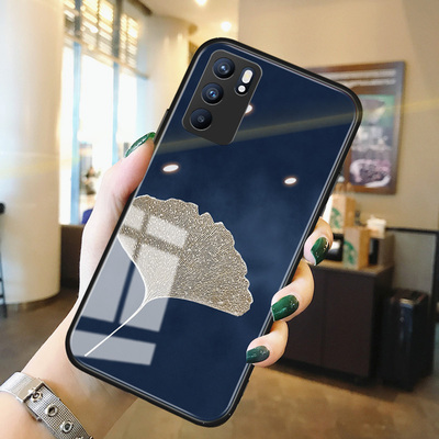 银杏叶新款oppor17pro手机壳玻璃a95a72高级感a52a55硅胶适用a93s潮牌a92s男女a11x防摔r15x梦镜版k1保护套k9