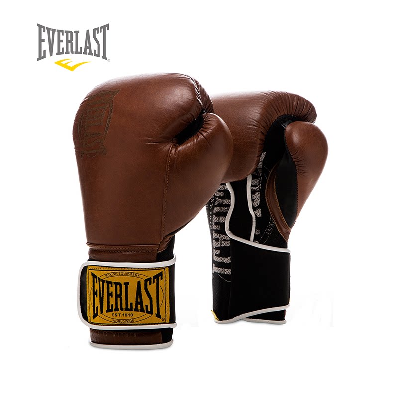 everlast 1910经典款复古做旧真皮拳击手套成人散打手套训练拳套