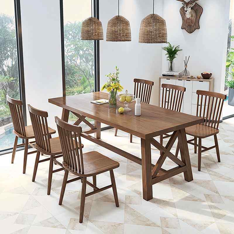 大长桌客厅家用家庭餐桌椅组合现代简约2021年新款网红北欧实木