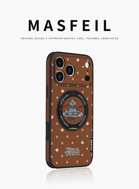 MASFEIL × 复古西太后适用iPhone17Promax手机壳新款ip15磁吸带支架苹果16Pro套Ho5支点豹纹高级13pm全包冬