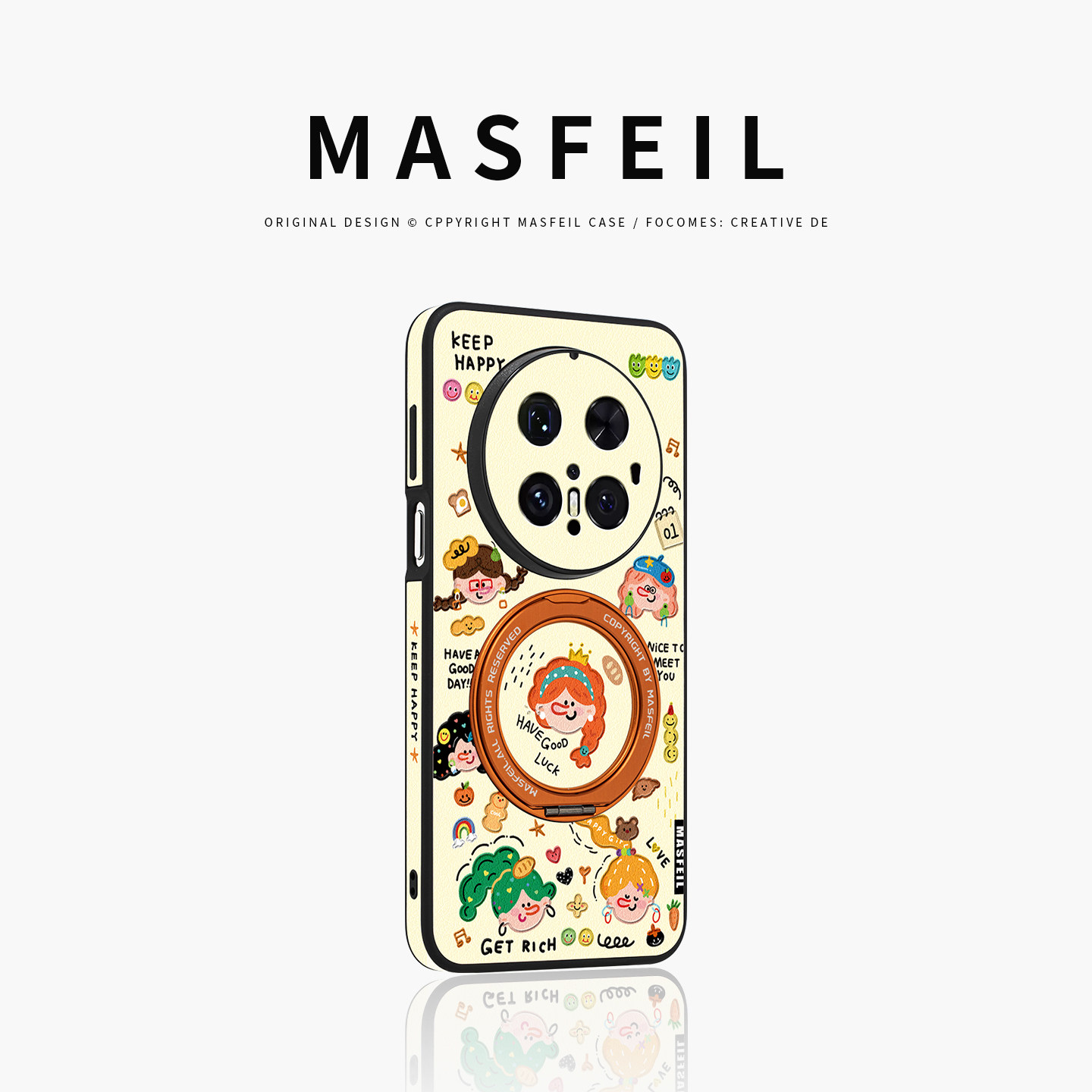 MASFEIL × 头像小涂鸦适用华为Mate80Promax手机壳mt70新款Pura70磁吸支点mate60por支架Ho5全包高级感女p80