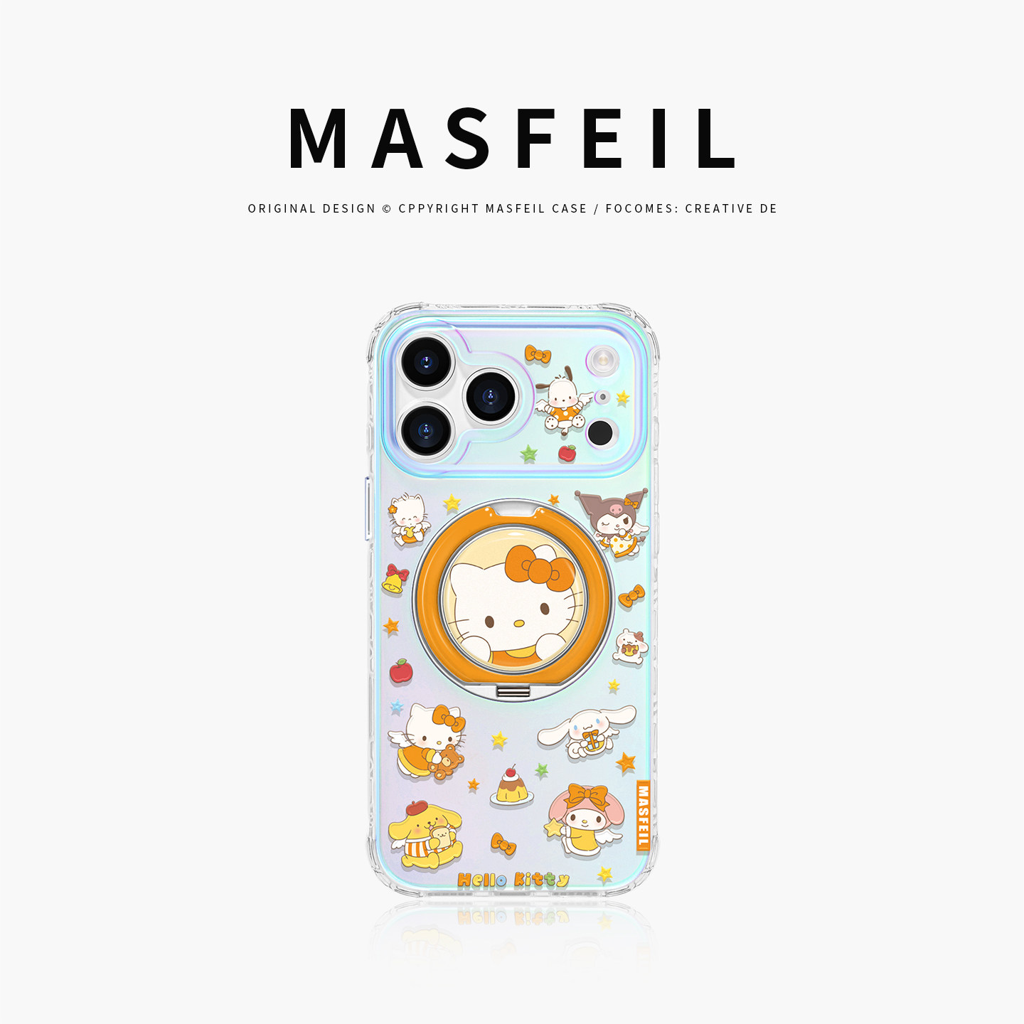 MASFEIL × 凯蒂欢乐园适用苹果17Promax手机壳新款Lo9带支架iPhone16Pro保护套ip15高级14支点可爱13pm好看