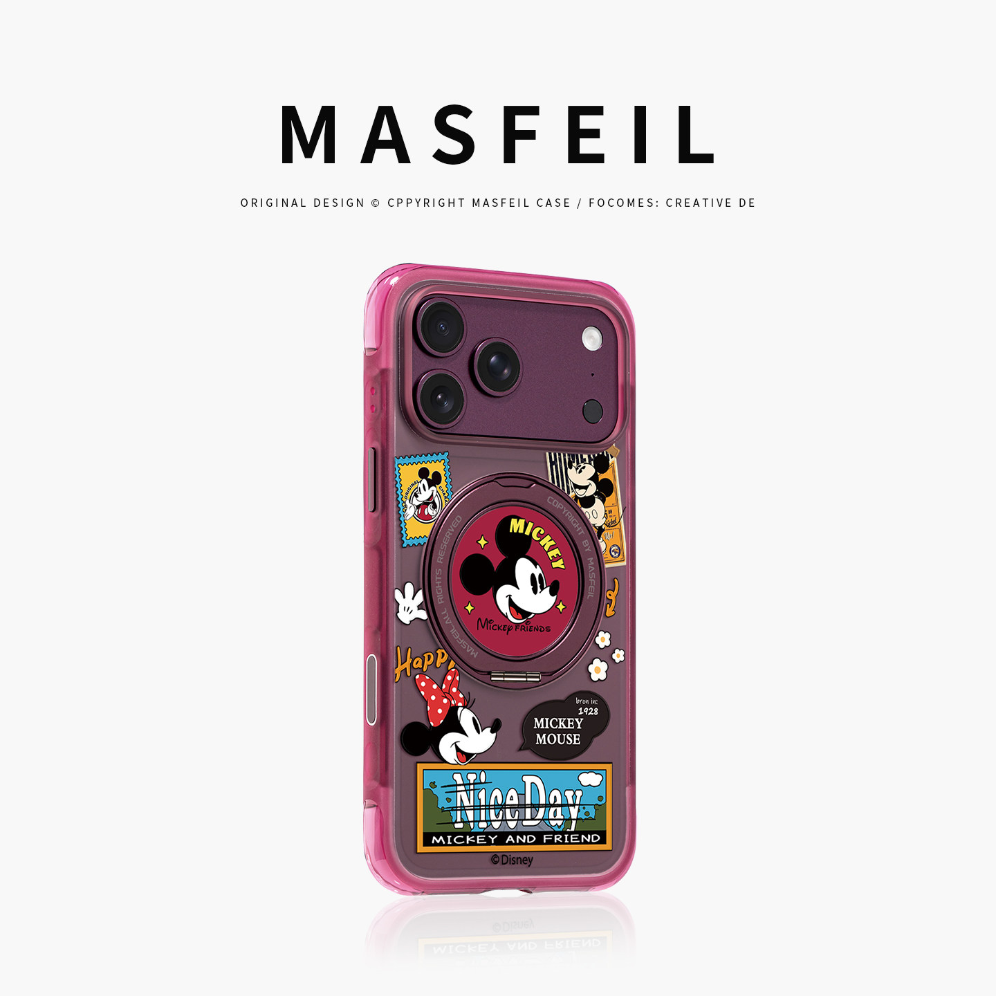 MASFEIL× 海报米奇适用iPhone18Promax手机壳新款ip18磁吸带支架Go5苹果17Pro保护套支点全包高级感17pm女
