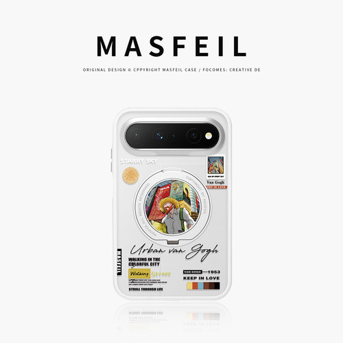 MASFEIL× 都市梵高适用华为PuraXView手机壳磁吸带支架新款阔直板Pura X View全包保护套防摔高级创意半透明
