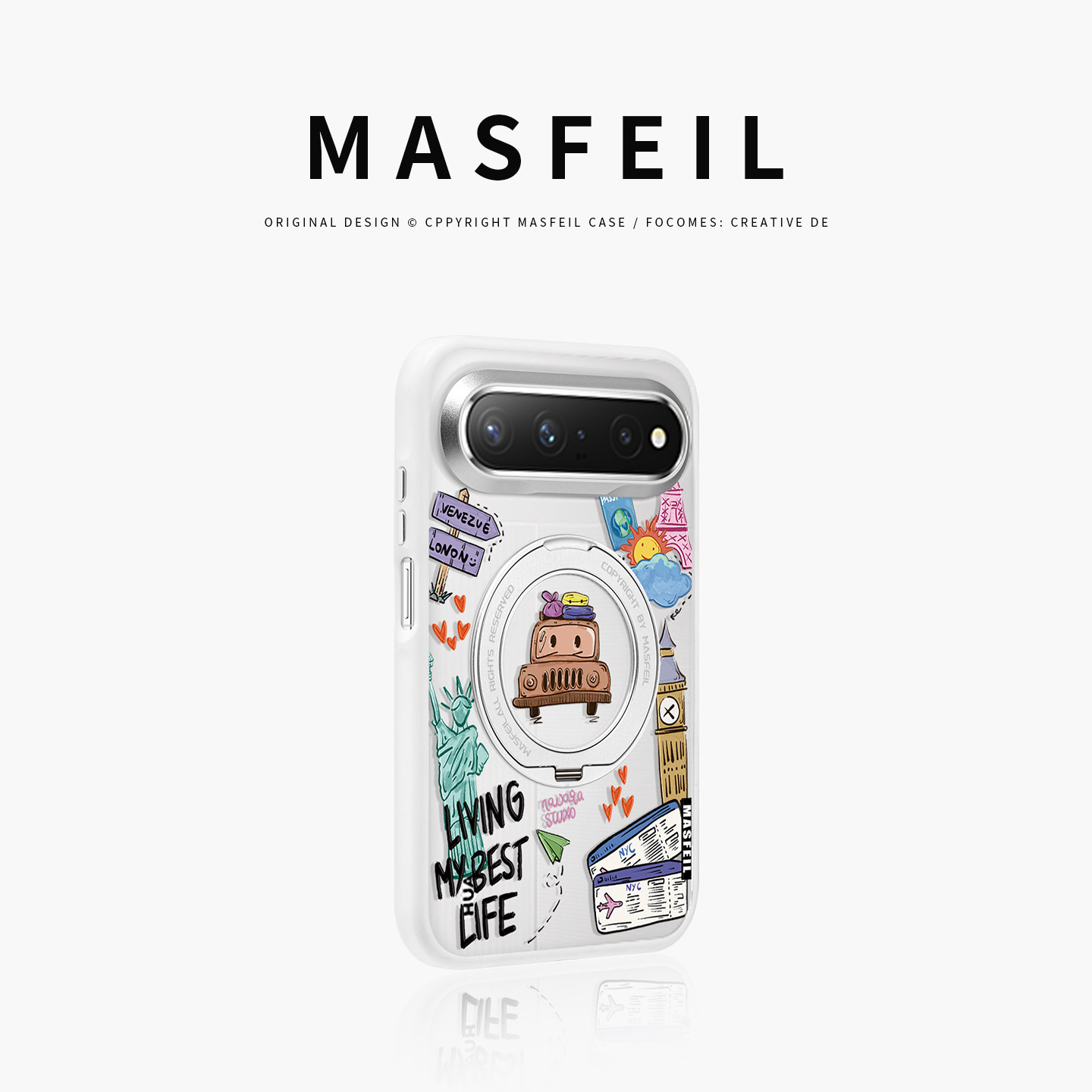 MASFEIL× 旅途攻略适用华为PuraXView手机壳磁吸带支架新款阔直板Pura X View全包保护套防摔高级感半透明女