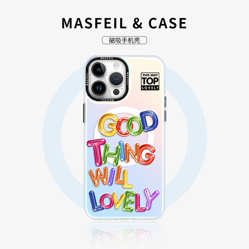 MASFEIL × 彩色气球适用苹果14手机壳13镭射磁吸iPh