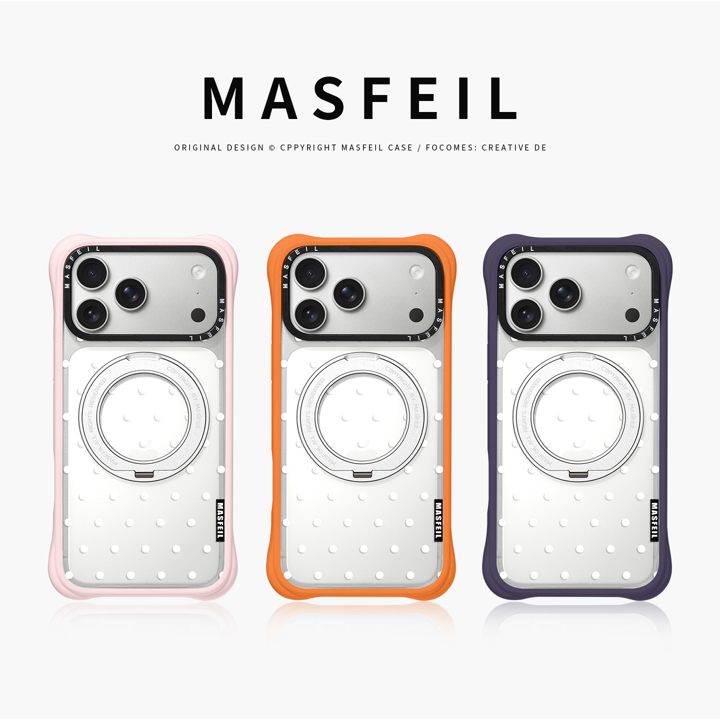 MASFEIL× 素白波点适用iPhone17Promax手机壳新款磁吸带支架Go4苹果18Pro保护套支点透明高级感17pm硅胶边女