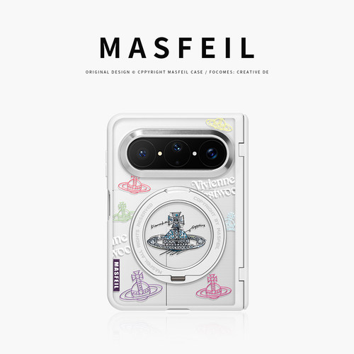 MASFEIL× 潮牌土星适用华为PuraXMax手机壳磁吸带支架小折叠PURA典藏版中轴全包保护套防摔女x2新款半透明