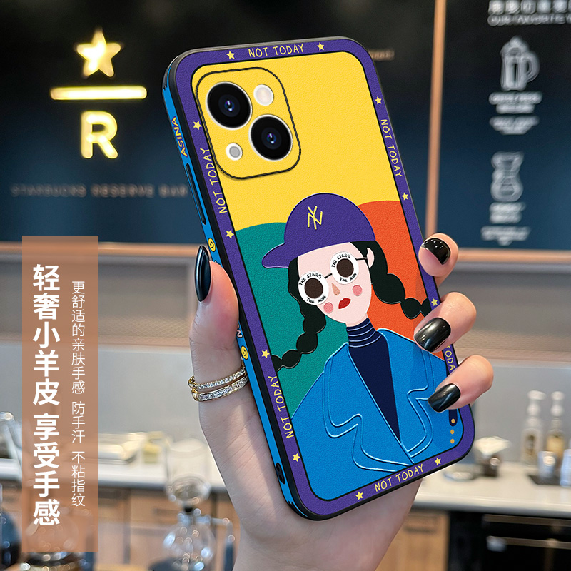 侧边小羊皮/超薄防摔/送贴纸/送挂绳