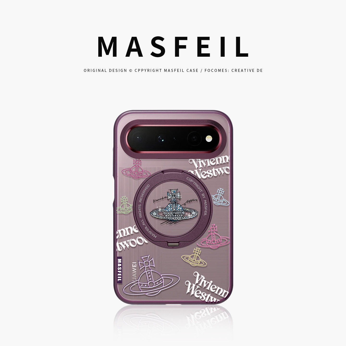MASFEIL× 潮牌土星适用华为PuraXView手机壳磁吸带支架新款阔直板Pura X View全包保护套防摔女新款品半透明