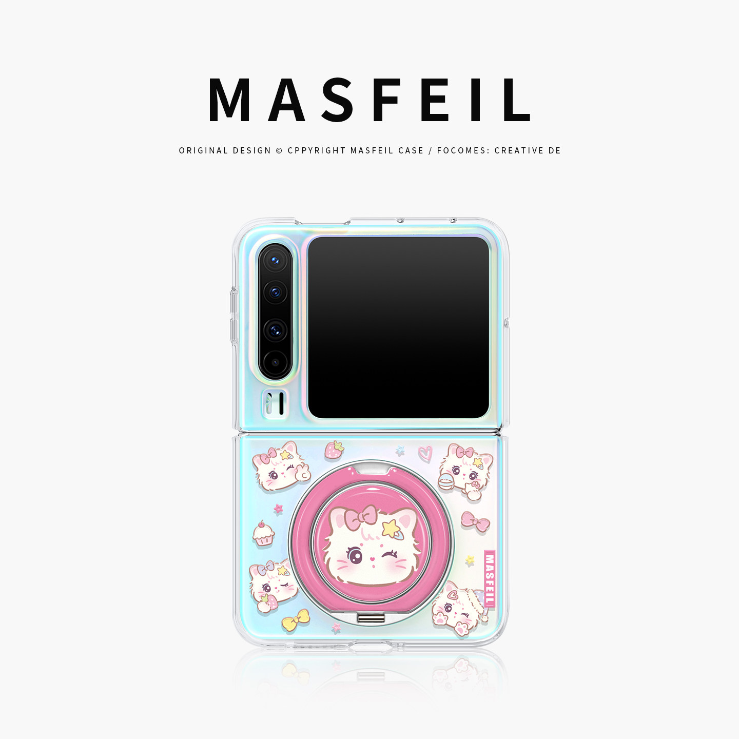 MASFEIL × 粉色萌猫适用华为PuraX手机壳新款阔折叠屏支点支架保护套高级感可爱全包防摔pura x典藏版女小