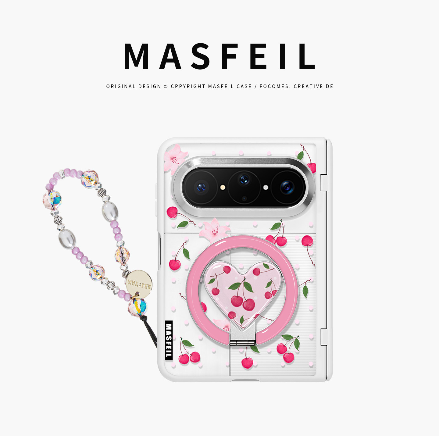 MASFEIL× 樱桃百合适用华为PuraXMax手机壳磁吸带支架小折叠阔PURA典藏版FG透明全包高档保护套防摔x2新款