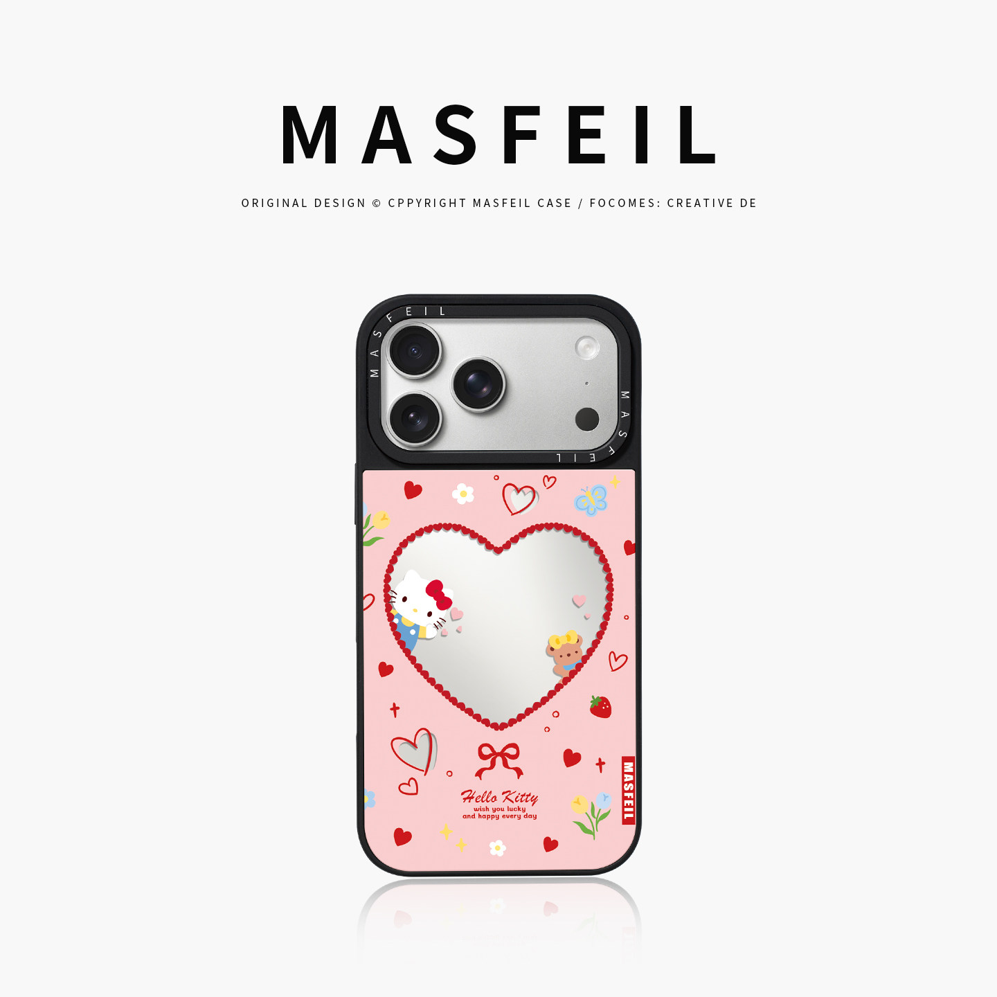 MASFEIL× 凯蒂心事适用iPhone17Promax手机壳新款ip15磁吸带支架苹果16Pro套Jo5镜面高级感13pm全包14可爱女