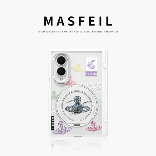 MASFEIL× 潮牌土星适用三星GalaxyZFold8Wide手机壳磁吸带支架小折叠屏阔Zfold8透明全包保护套防摔新款高级