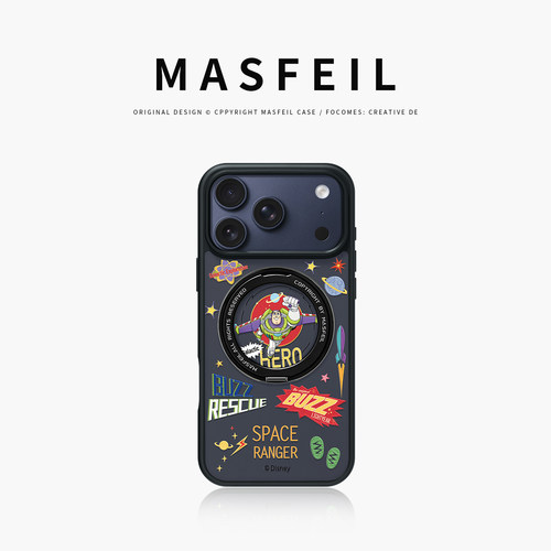 MASFEIL × 银河巴斯适用苹果17promax手机壳iPhone18pro新款磁吸带支架ip16全包Fo5支点高级感15好看潮牌女