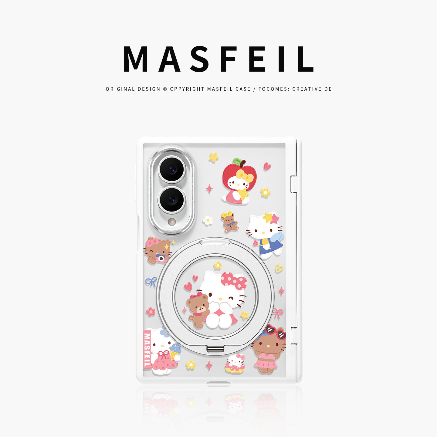 MASFEIL× 粉系猫咪适用三星GalaxyZFold8Wide手机壳磁吸带支架小折叠屏阔Zfold7可爱全包保护套防摔新款高档