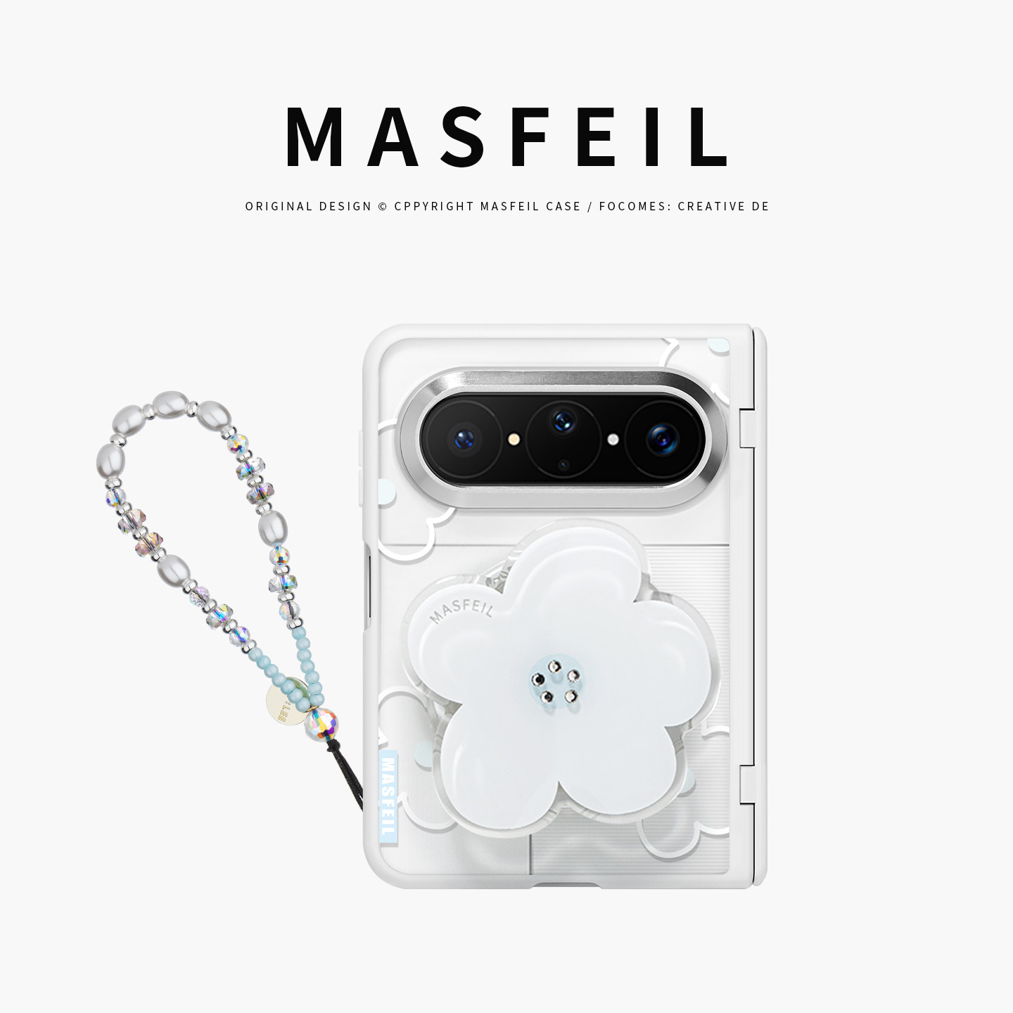 MASFEIL× 白色小花适用华为PuraXMax手机壳磁吸带支架小折叠阔PURA典藏版FG透明全包保护套防摔女x2新款高级