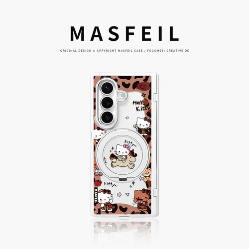 MASFEIL× 豹纹猫咪适用三星GalaxyZFold8Ultra手机壳磁吸带支架fold8Ultra折叠屏透明全包保护套防摔新款