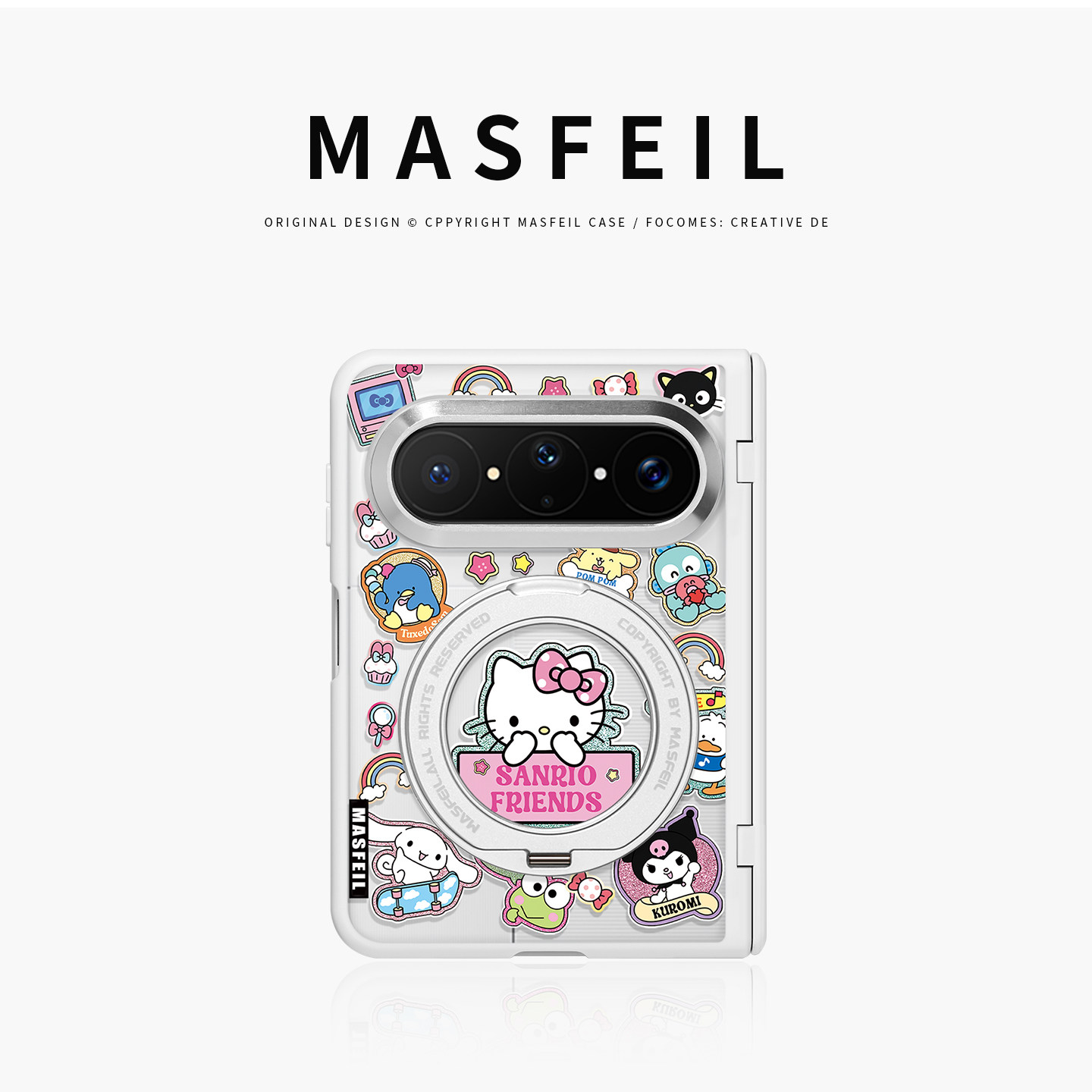 MASFEIL× 猫咪贴纸适用华为PuraXMax手机壳磁吸带支架小折叠PURA典藏版中轴全包保护套防摔女生x2新款半透明