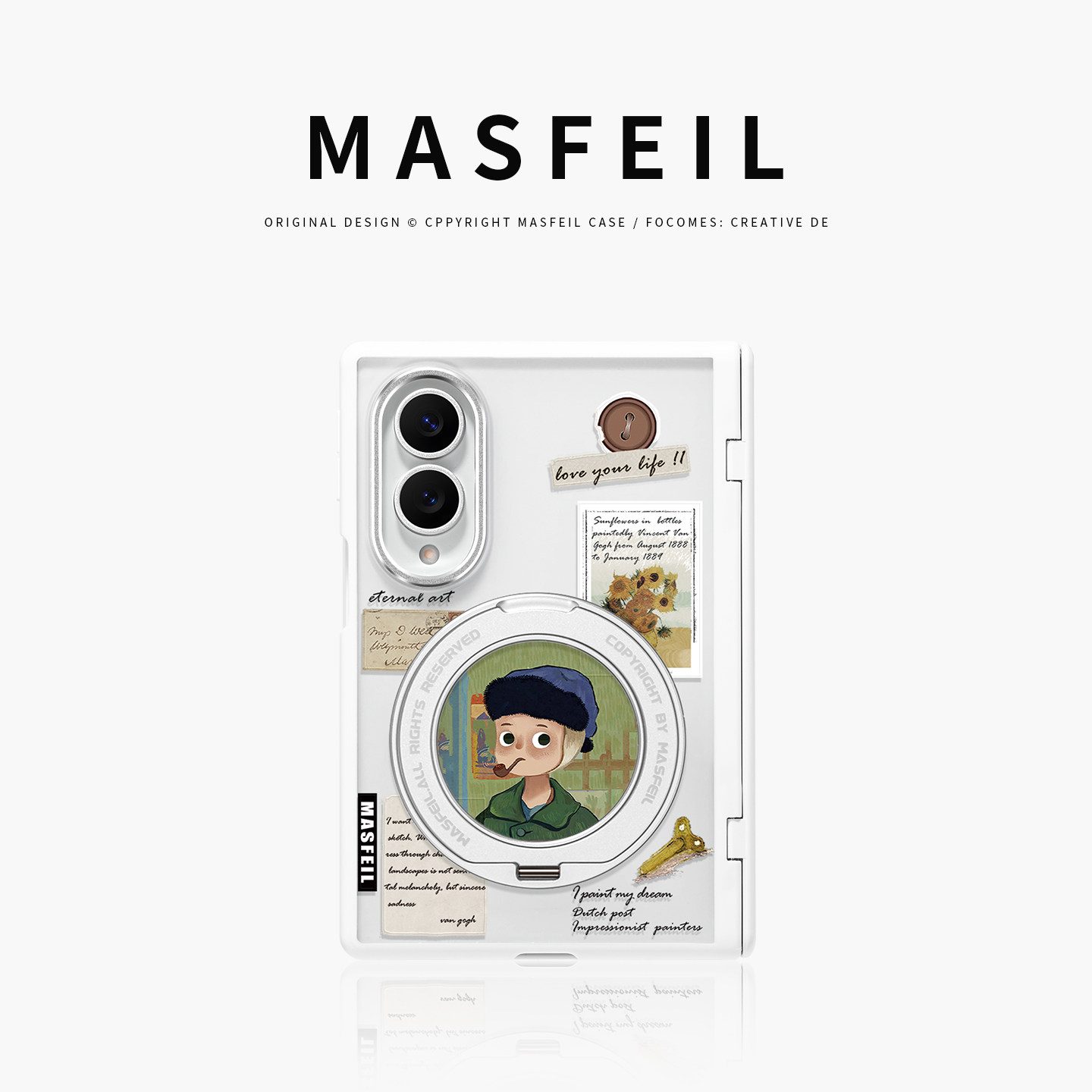 MASFEIL× 梵高书信适用三星GalaxyZFold8Wide手机壳磁吸带支架小折叠屏阔Zfold7透明全包保护套防摔新款高档