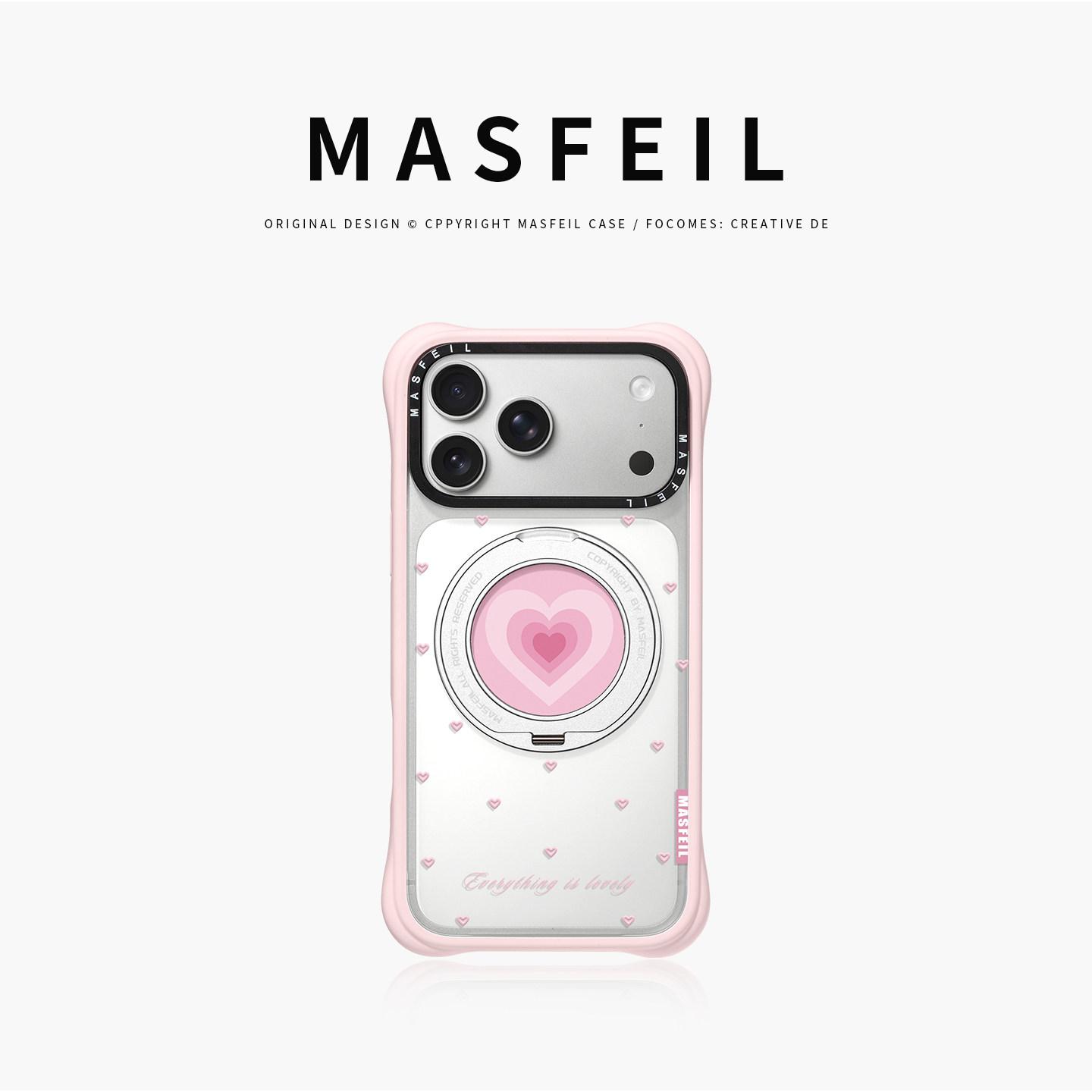 MASFEIL× 爱心旋律适用iPhone17Promax手机壳新款磁吸带支架Go4苹果17Pro保护套支点透明高级感17pm硅胶软边