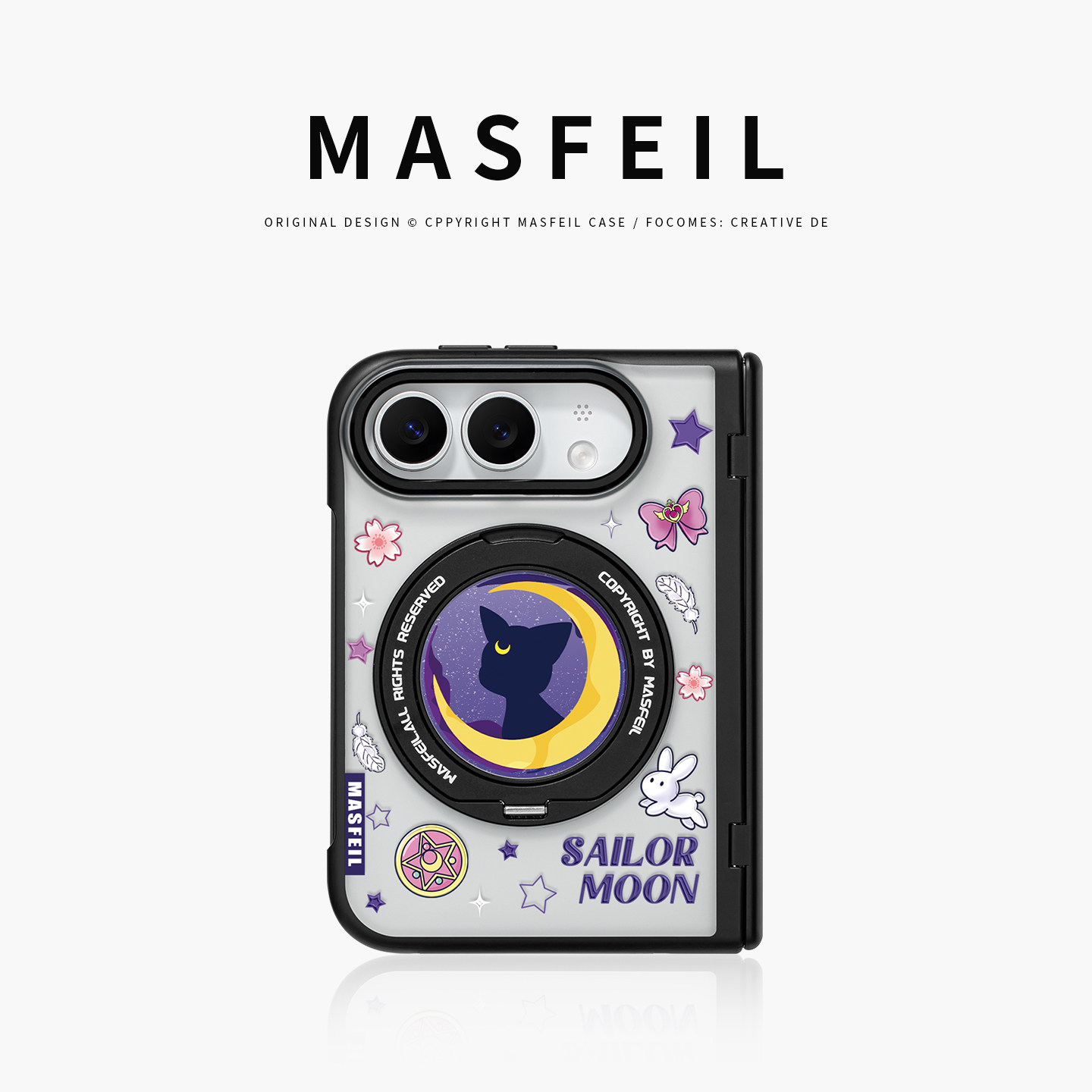 MASFEIL× 星空露娜适用iPhoneDuo手机壳磁吸带支架折叠屏阔TM苹果18Duo透明中轴全包Dou保护套防摔新款可爱