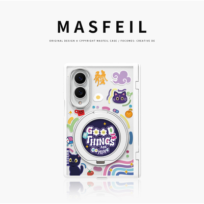 MASFEIL× 涂鸦猫猫适用三星GalaxyZFold8Wide手机壳磁吸带支架小折叠屏阔Zfold7透明全包保护套防摔新款高档