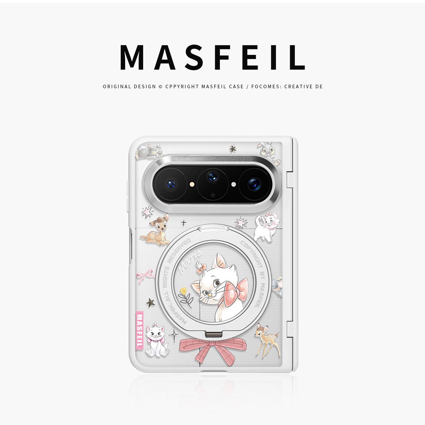 MASFEIL× 甜蜜玛丽猫适用华为PuraXMax手机壳磁吸带支架小折叠PURA典藏版中轴全包保护套防摔女x2新款半透明