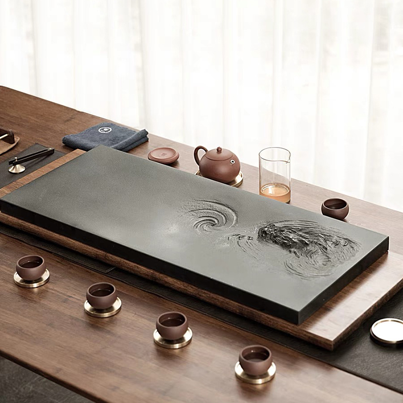 一条长方形乌金石茶盘