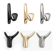 挂衣钩双钩墙壁入户鞋 柜衣帽间衣钩单个打孔实心古铜不锈钢色