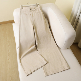 奶茶色阔腿牛仔裤女2026早春新款高腰今年流行爆款复古美式直筒裤