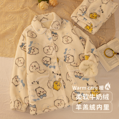 睡衣女秋冬季保暖加绒