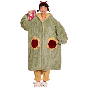 珊瑚绒睡衣女冬天加厚加绒睡袍长款保暖可爱韩版浴袍家居服秋冬