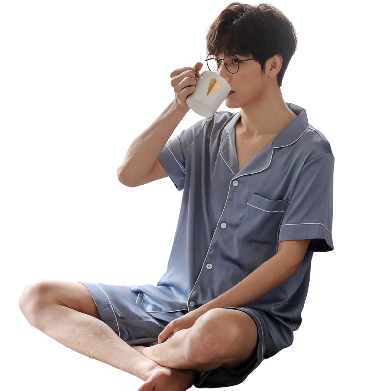 瑞梦男士薄款短袖夏天春秋睡衣