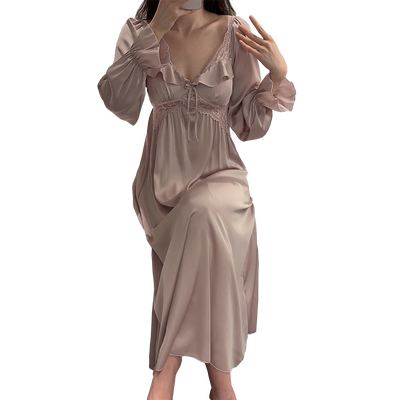 瑞梦朵春秋女冰丝睡裙