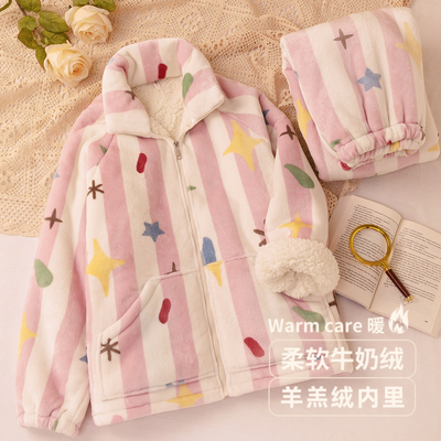 2025秋冬新款卡通睡衣女加厚套装