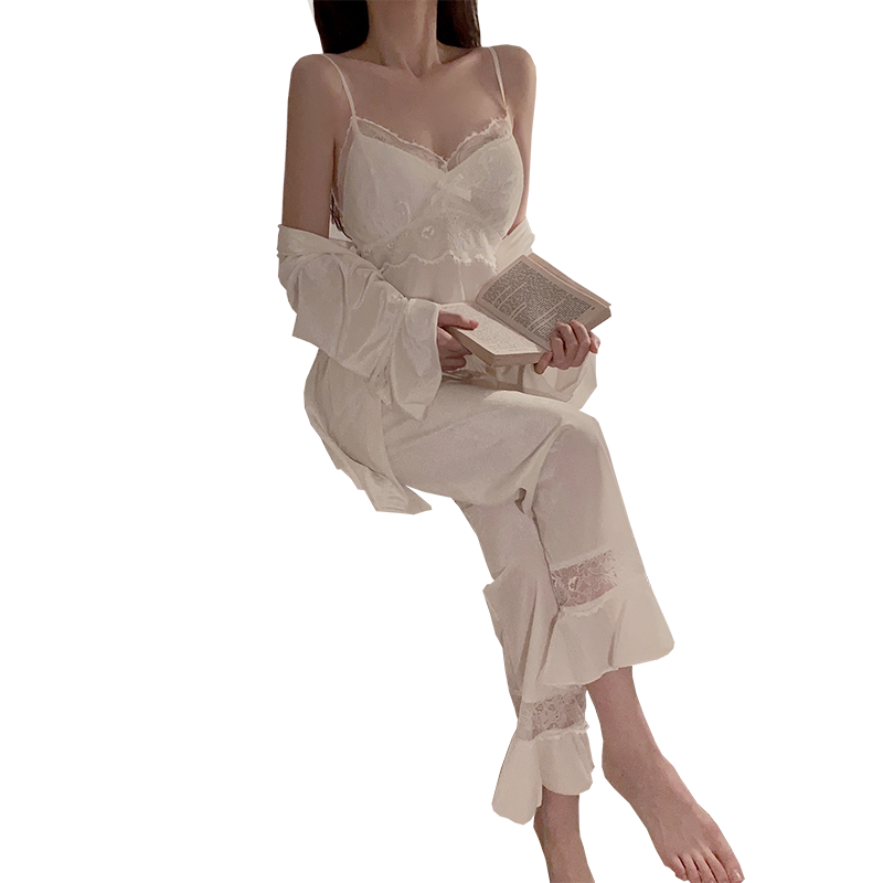瑞梦朵女士金丝绒睡袍三件套
