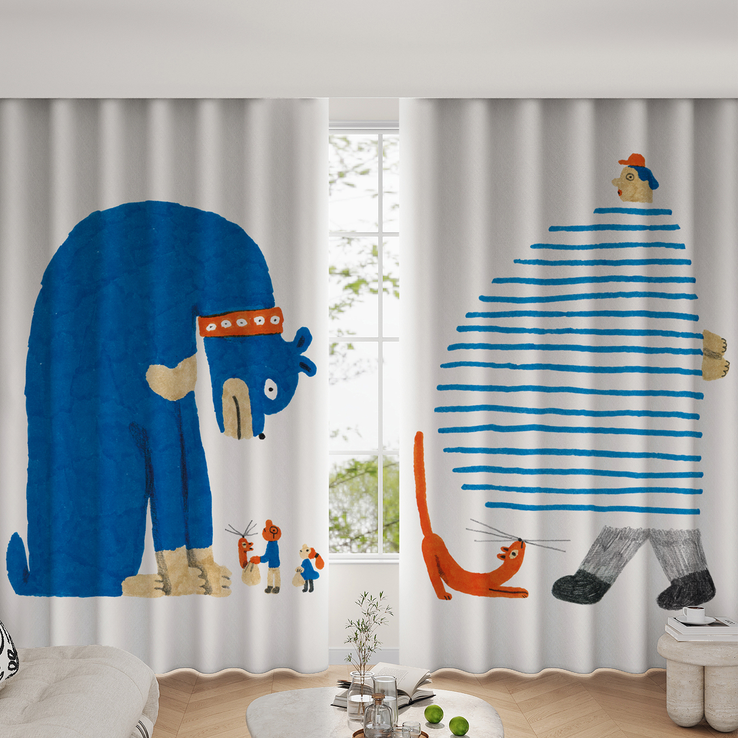 INS韩系女生卧室卡通印花全遮光窗帘儿童房飘窗强隔热防晒遮阳布