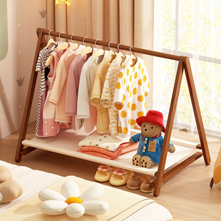 卧室儿童小衣架婴儿落地小型衣杆新款 晾衣架简易非实木房间挂衣架