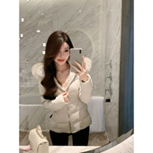 JustQin 收腰狐狸大毛领90鸭绒羽绒服女 冬装 冰川暖宝 2025新款