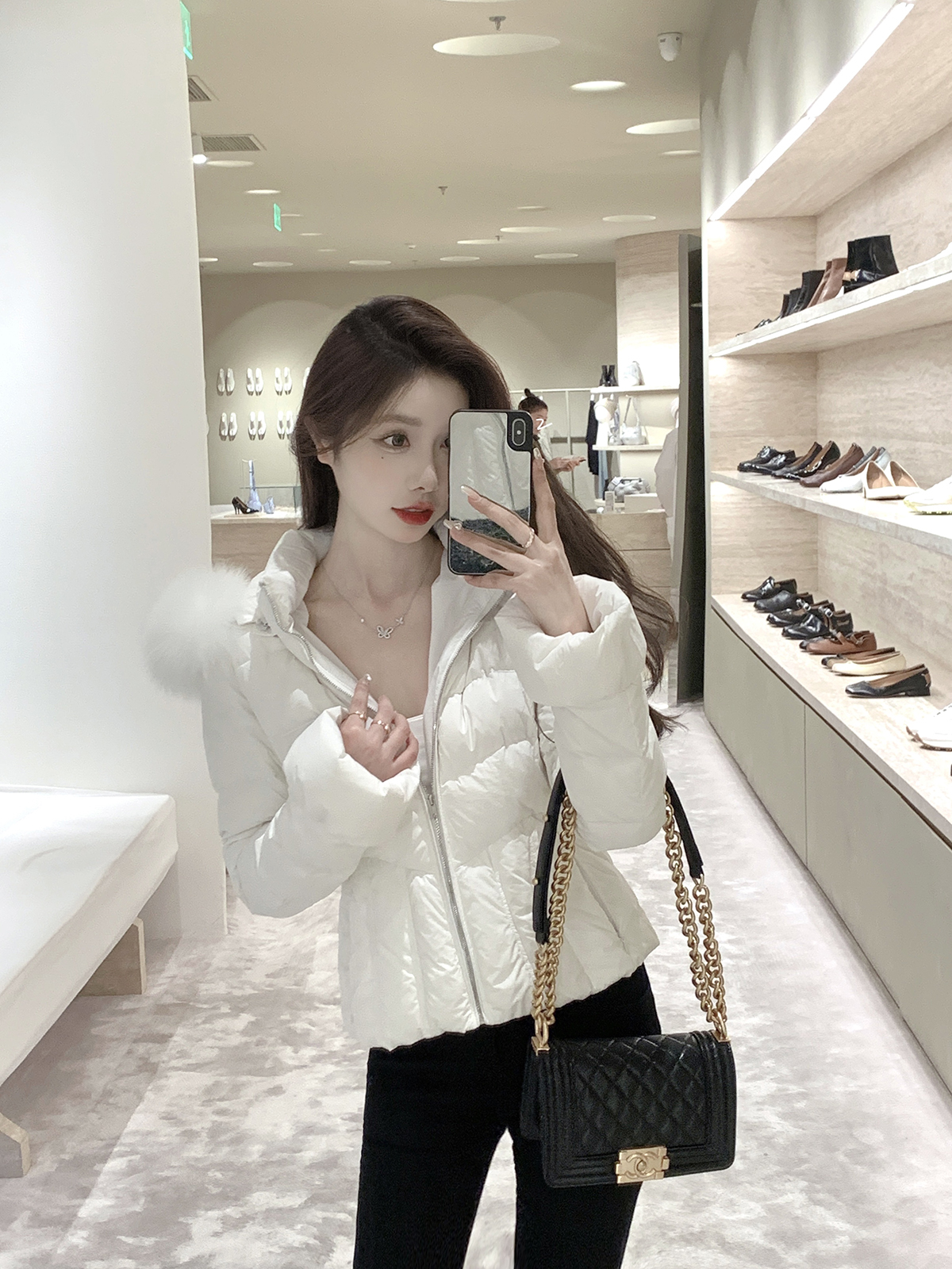 justqin气质毛领羽绒服