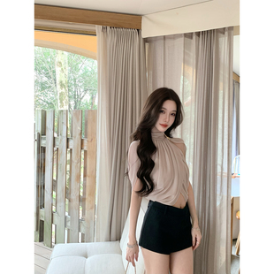 心动邂逅 新款 夏装 女 JustQin 雪纺上衣不规则下摆性感小衫