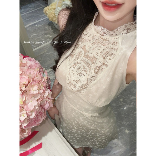 JustQin 6/18【世家新贵】性感蕾丝裙气质收腰醋酸提花连衣裙女