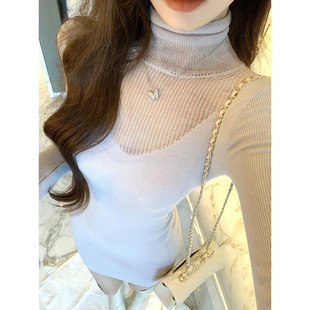 JustQin【冷调玉纱】2025秋冬新款性感修身收腰高龄针织连衣裙女