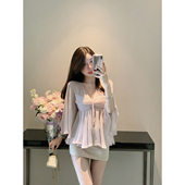 夏装 2025新款 气质小衫 雪纺衫 上衣女 JustQin 喇叭袖 京都落樱