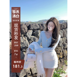 JustQin 嗲嗲千金感软糯蕾丝拼羊毛衣上衣女 软糯陷阱 秋冬新款