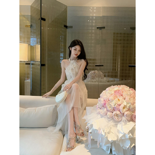 JustQin【梦镜花园】2026新款夏装性感露肩长裙气质纯欲连衣裙女