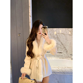 白玉雪狐 2025新款 冬装 JustQin 千金风狐狸毛中长款 羽绒服女