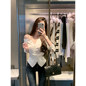 收腰性感斜肩衬衫 JustQin 女 秋装 链条衬衫 耀眼白月光 2025新款