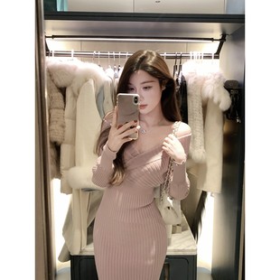 性感毛衣裙收腰修身 25秋冬新款 针织连衣裙女 人间梦露 JustQin